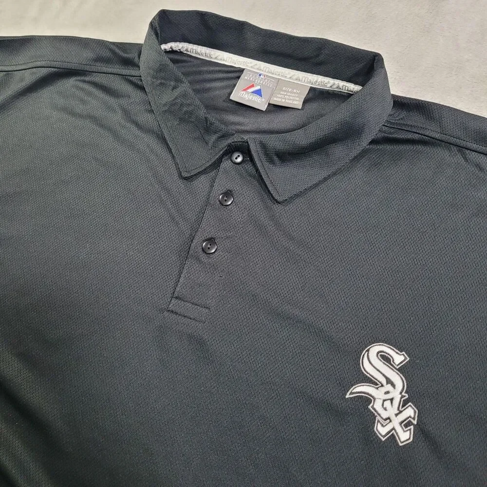 Chicago White Sox Shirt Mens 5XL Black MLB Baseball Majestic Polo Performance